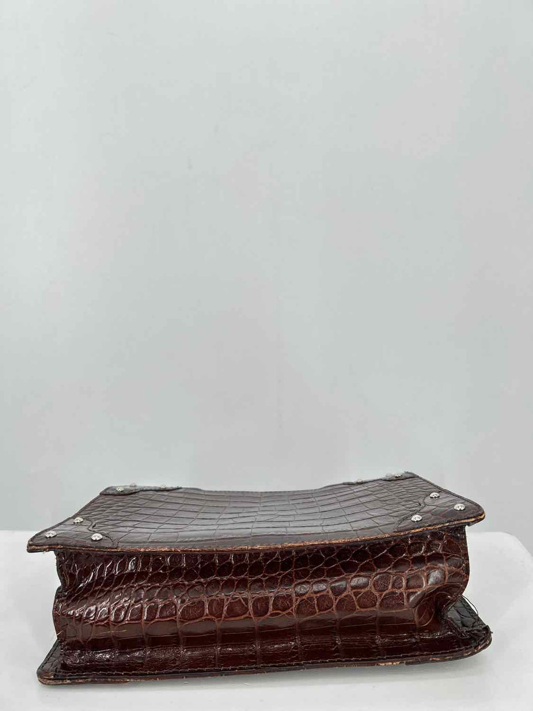 Nordstom Brown Croc Embossed Leather Shoulder