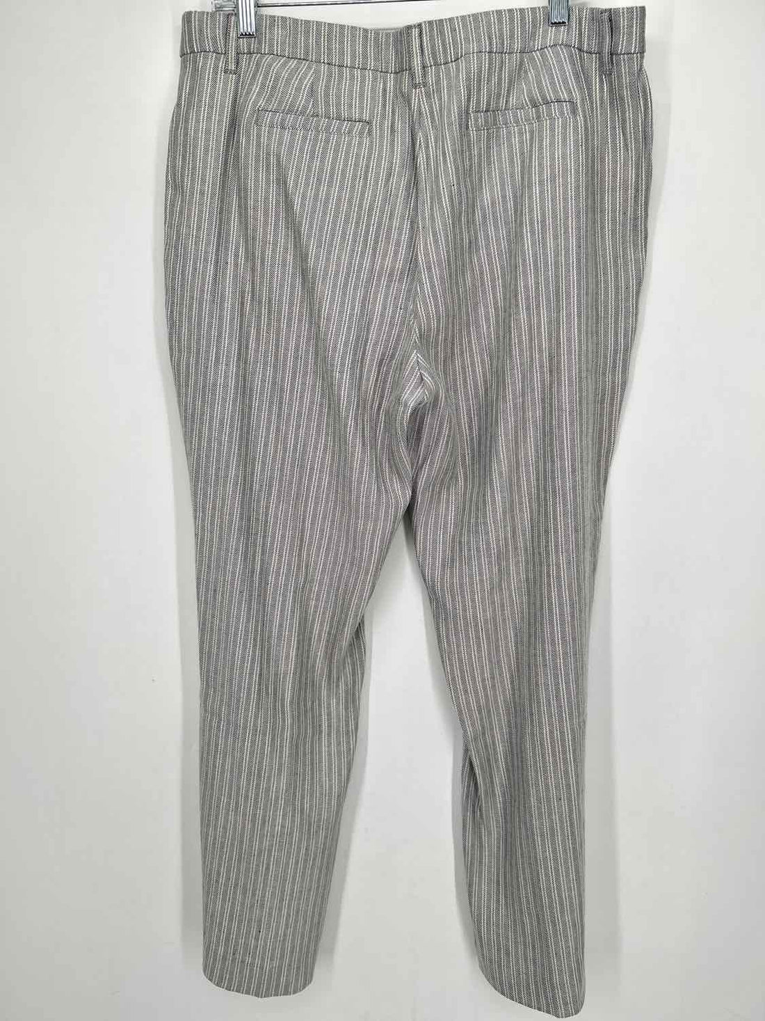 J Jill Size 14P Navy & White Striped Linen Stretch NWT Pants