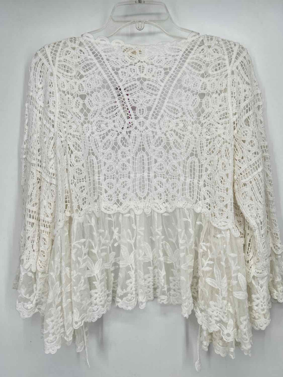 POL Size One Size White Crochet & Lace Cardigan
