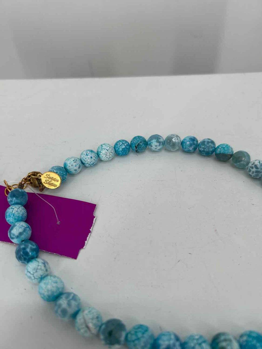 Susan Shaw Agate Aqua & Gold Necklace