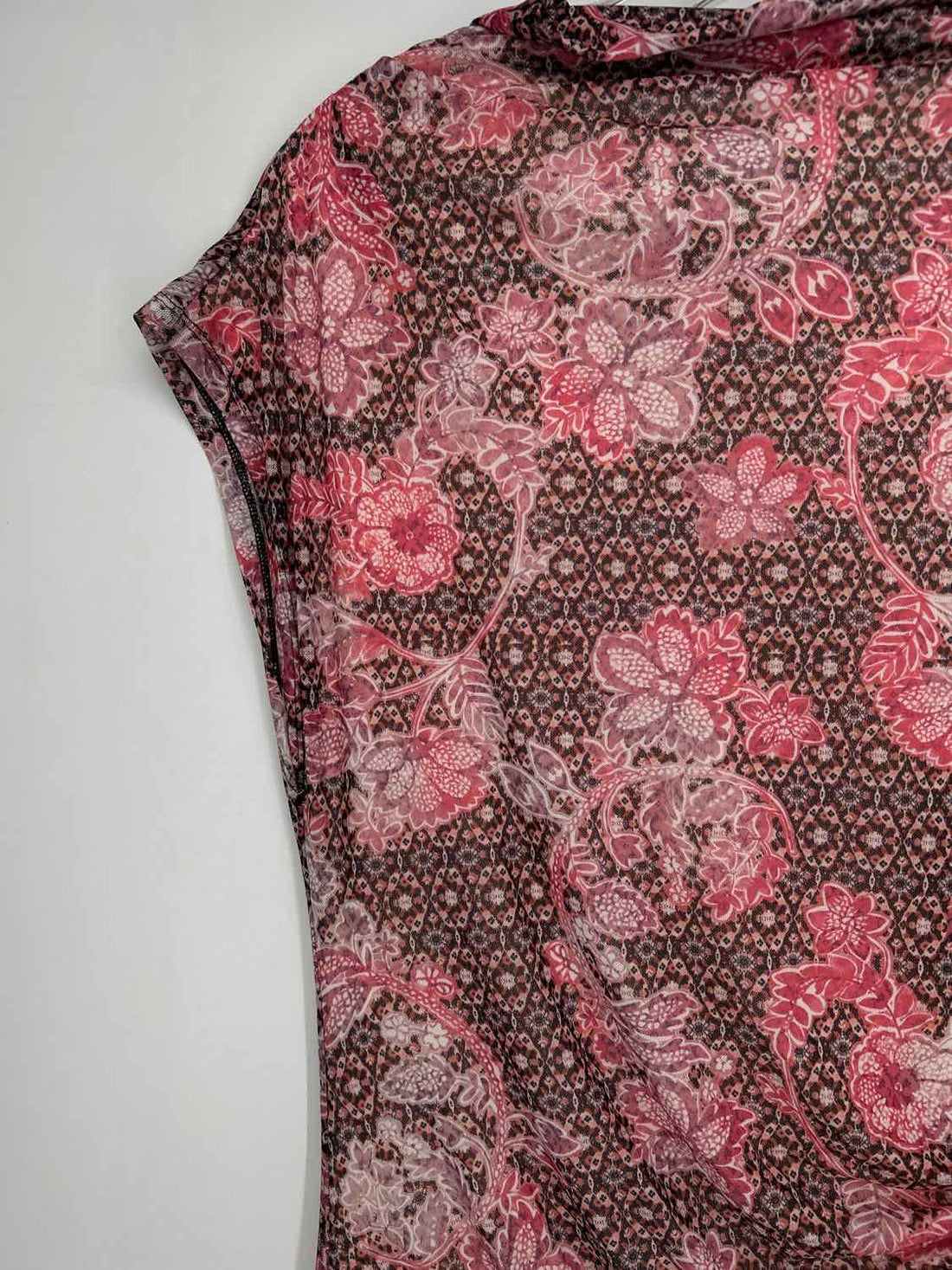 By Anthropologie Size L Pink & Black Print Sleeveless Dress