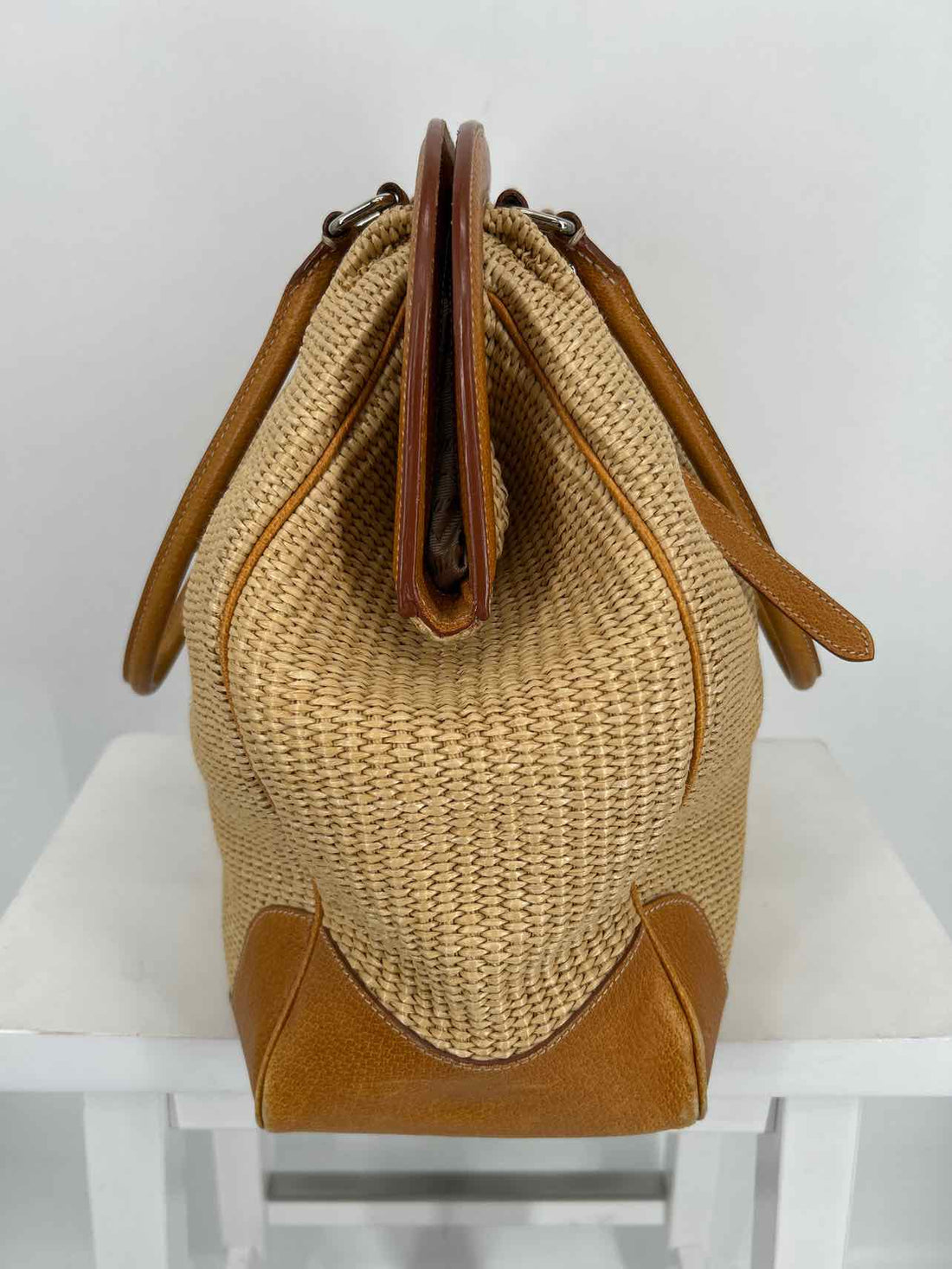 Prada Raffia Leather & Straw Pre Owned LUXURY