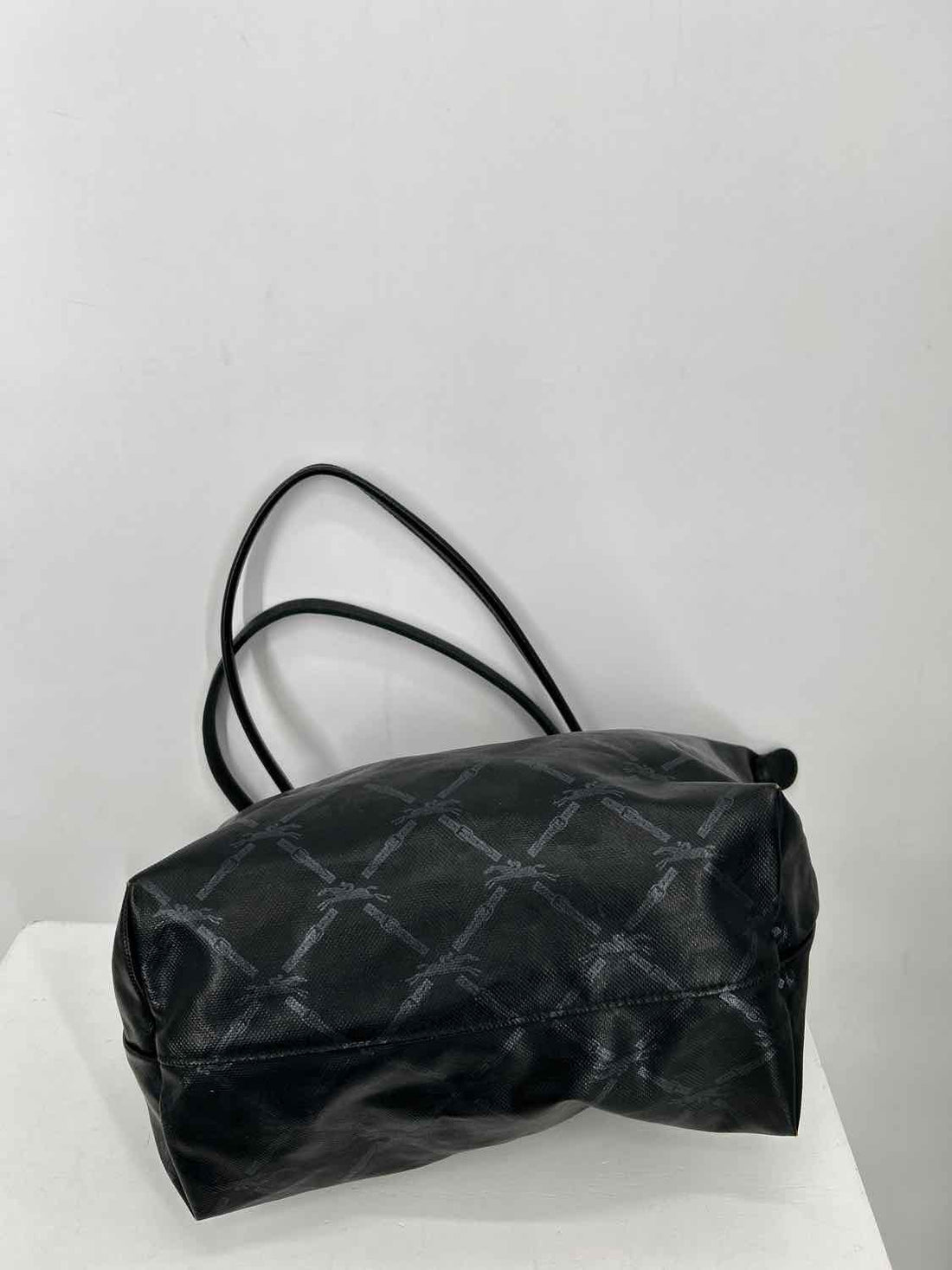 LongChamp Black Print Leather Tote