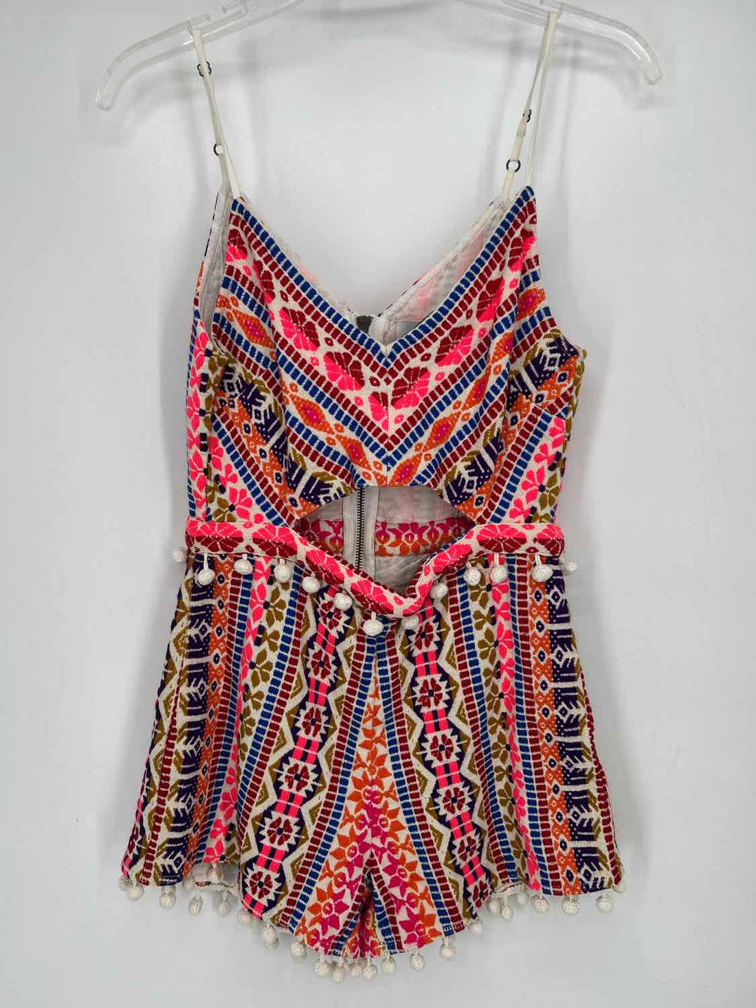 Saylor Size S White Multi Embroidered Sleeveless Rompers