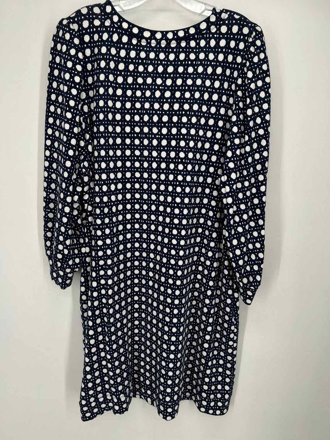 Crown & Ivy Size XXL Navy & White Print Long Sleeve Dress