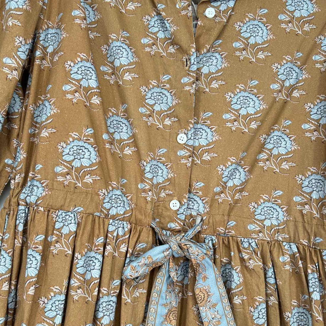 Marigold by Victoria Dunn XS Brown & Blue Floral New Boutique Dress