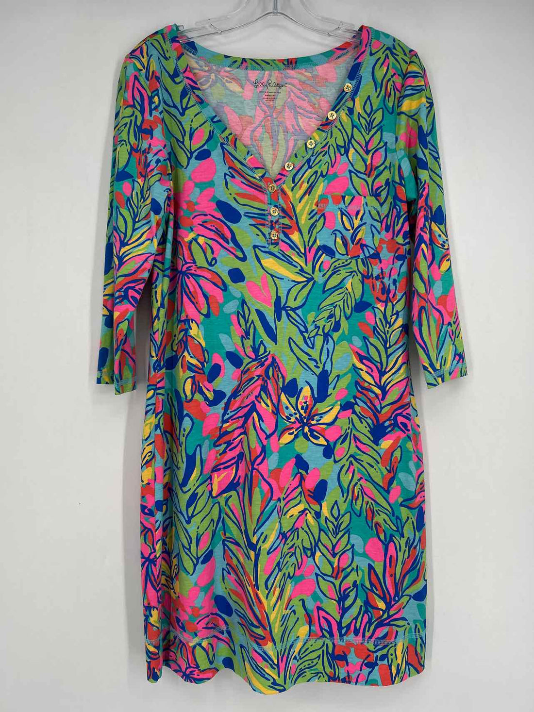 Lilly Pulitzer M Blue Green & Pink Long Sleeve Lilly Pulitzer Dress
