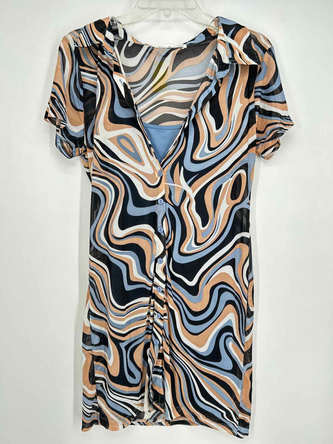 Vanilla Star Size L Blue & white swirl Dress