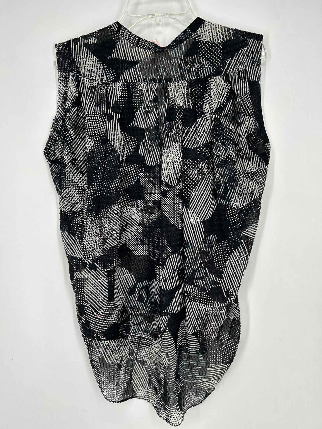 Rebecca Taylor Size 0 Black & White Print Silk Sleeveless