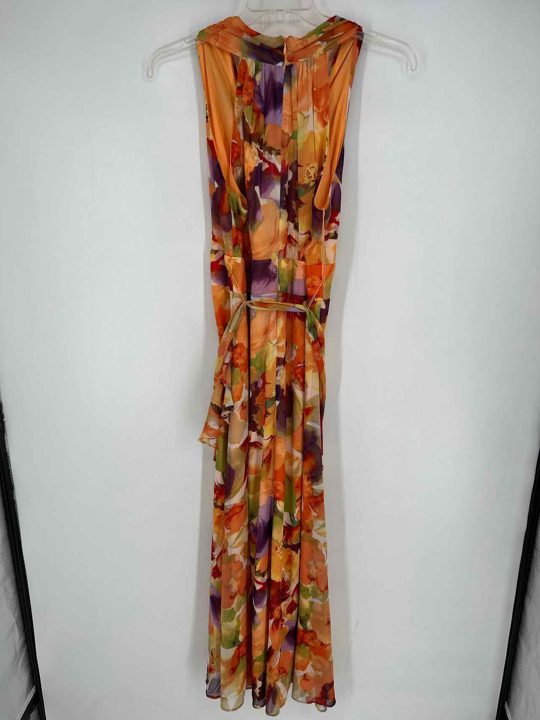 London Times Size 16 Orange Floral Sleeveless Dress