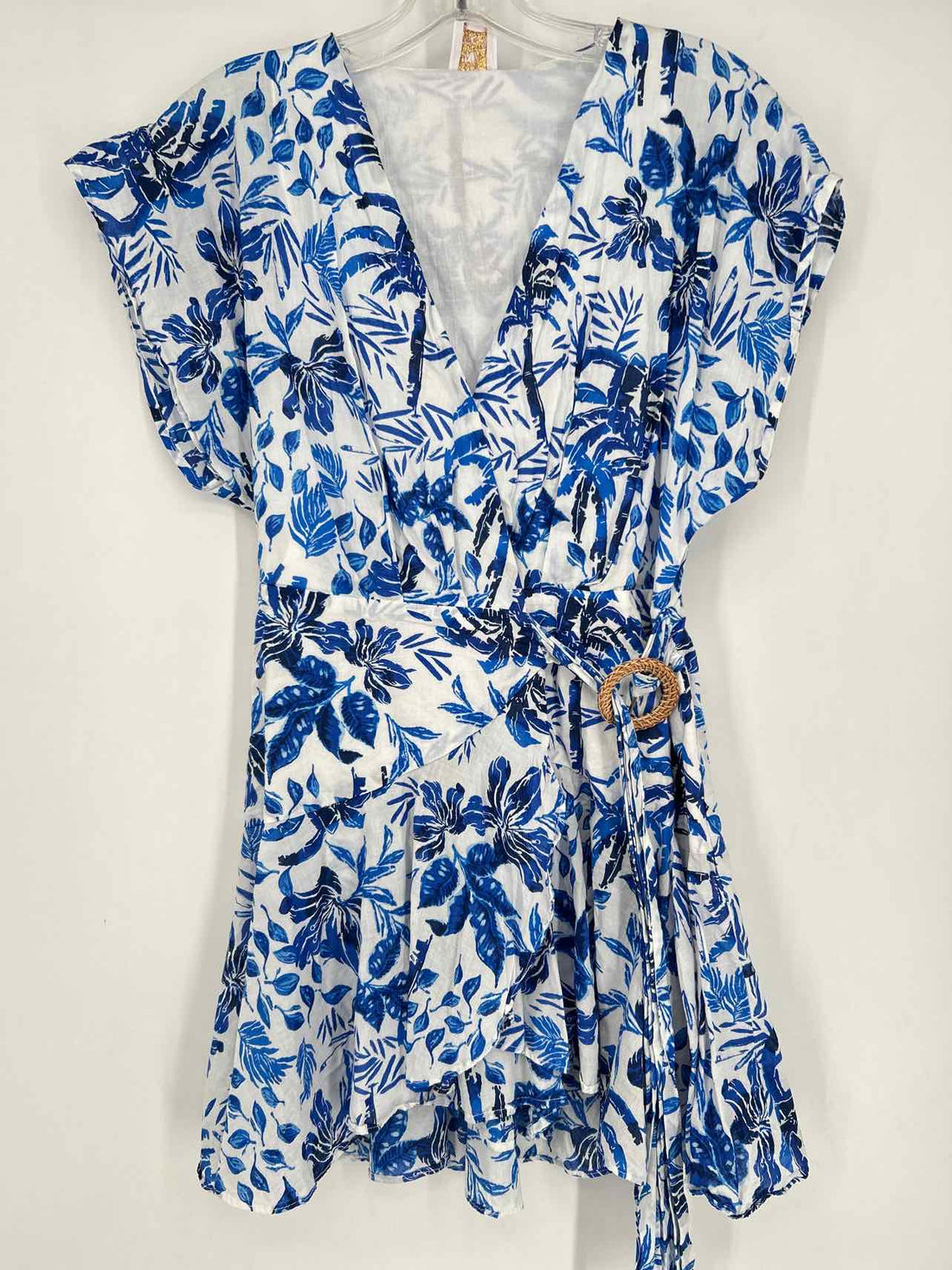 J. Marie Size S White & Blue Print Short Sleeve Dress
