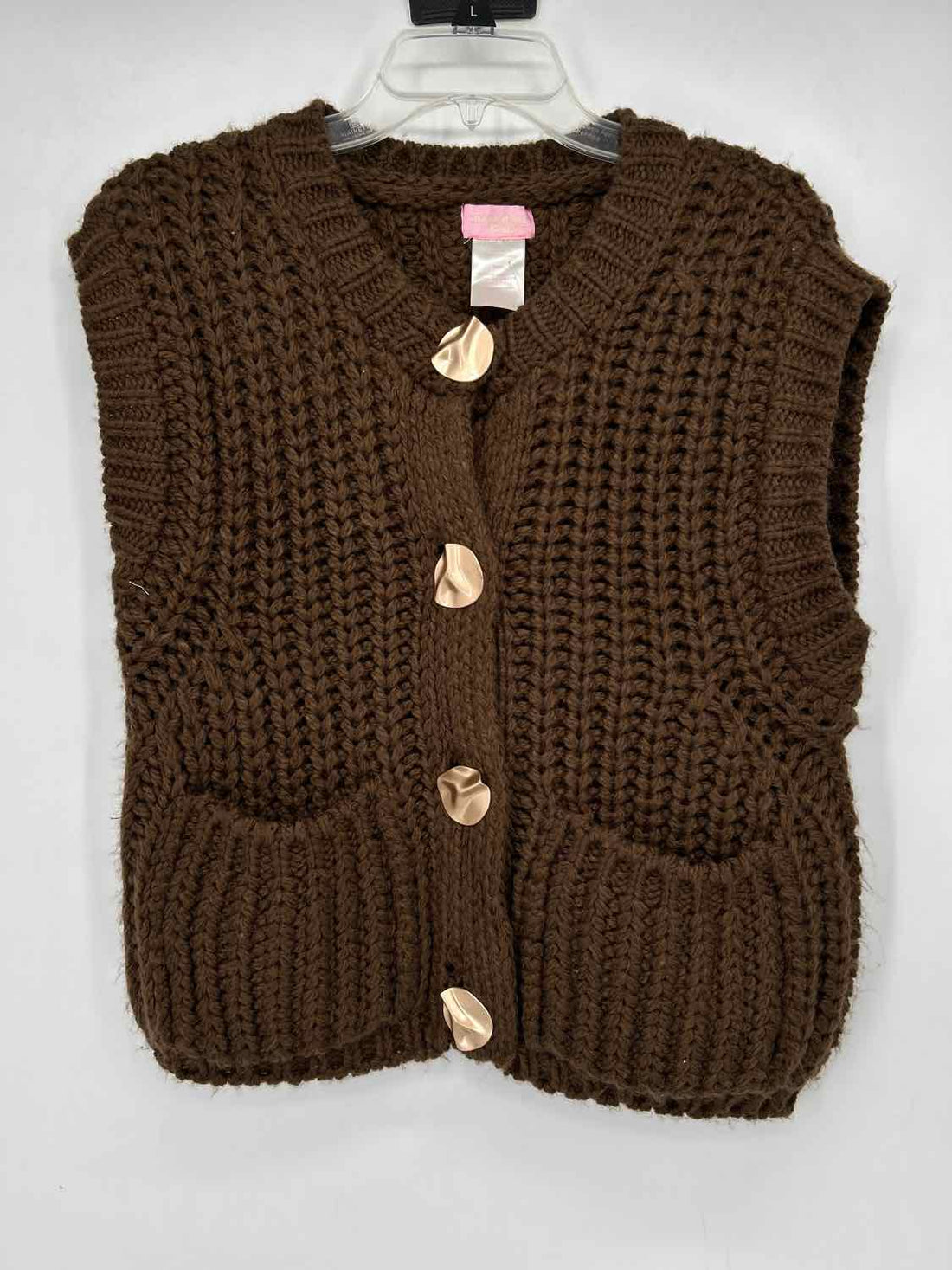Sincerely Ours Size S Brown Knit Short Sleeve Sweater