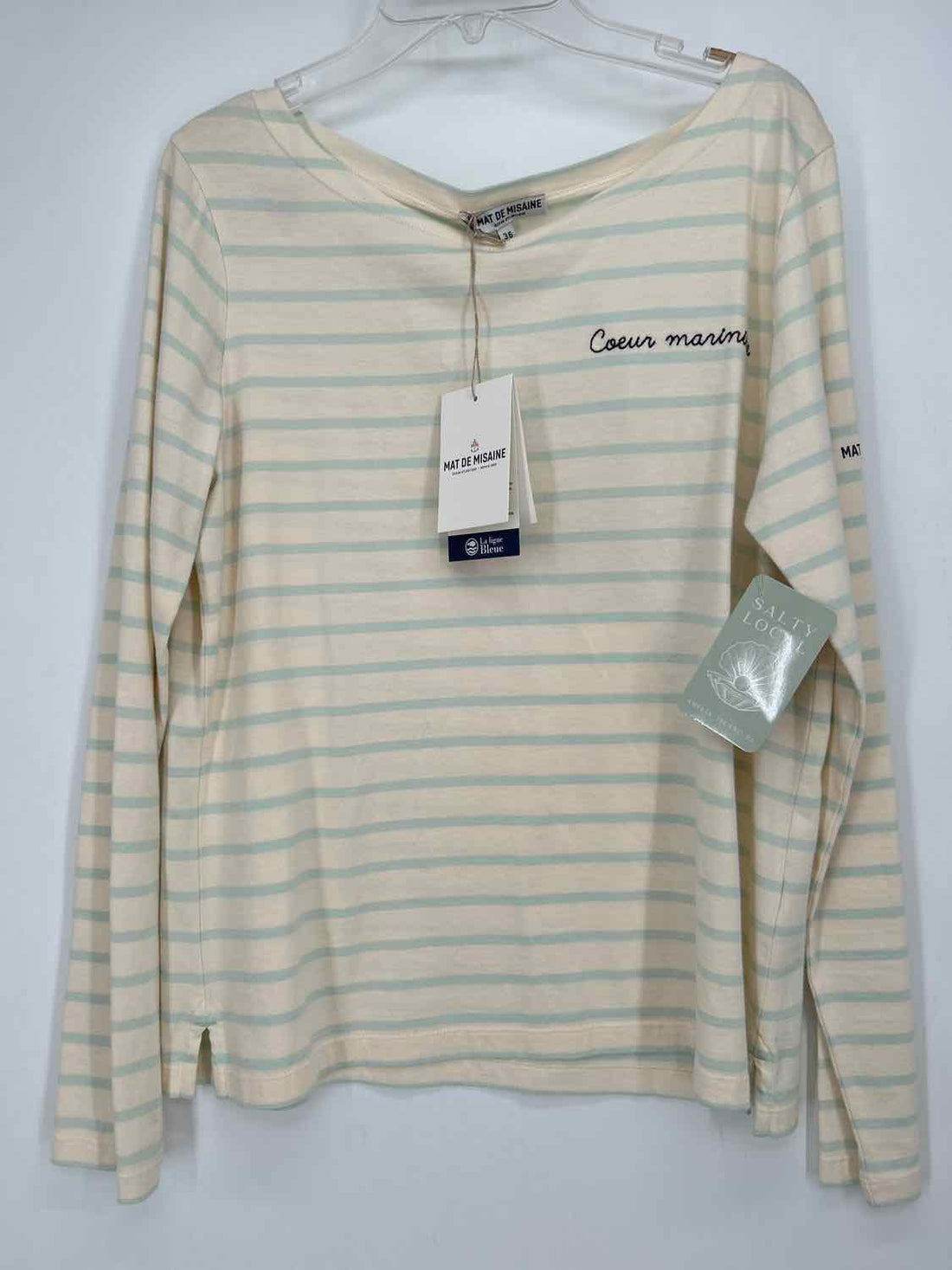 Mat De Misaine XS/S Cream & Light Blue Striped NWT Boutique Top