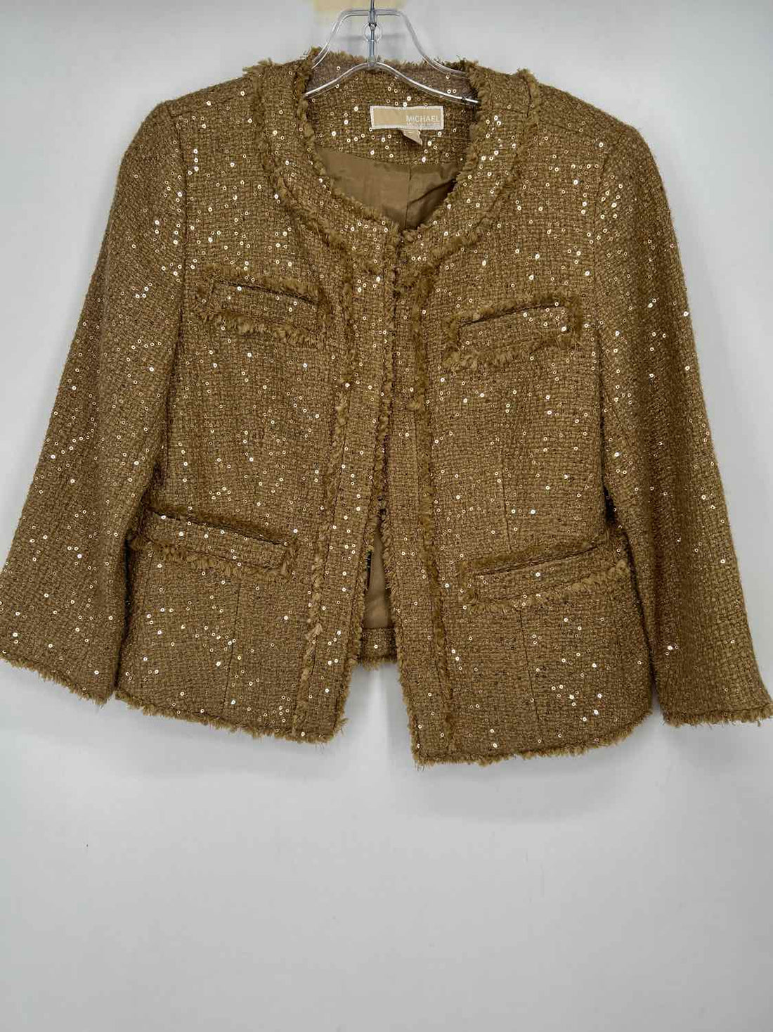 Michael Kors 4 Tan Sequins Tweed Holiday