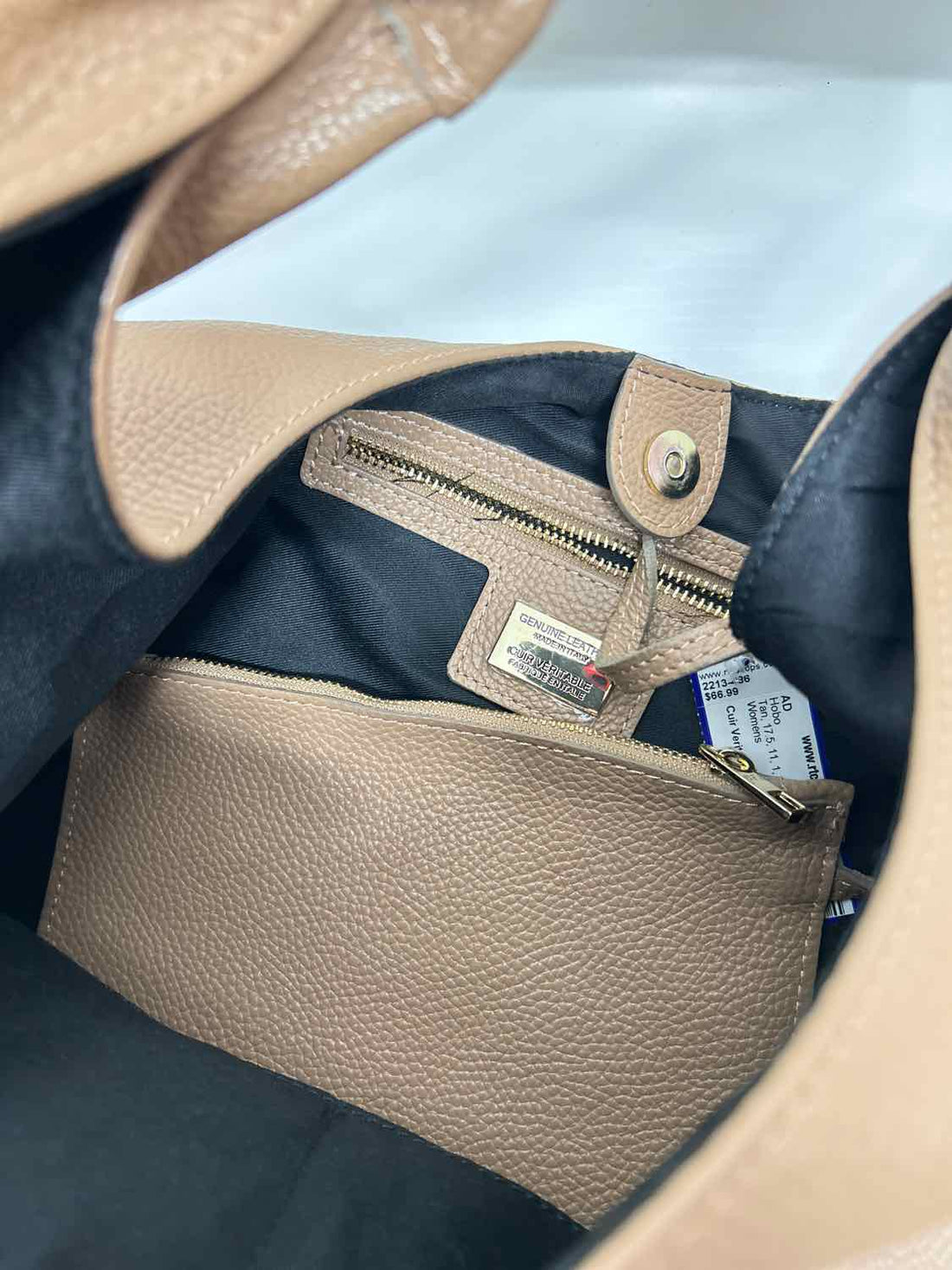 Cuir Veritable Tan Leather Like New Hobo