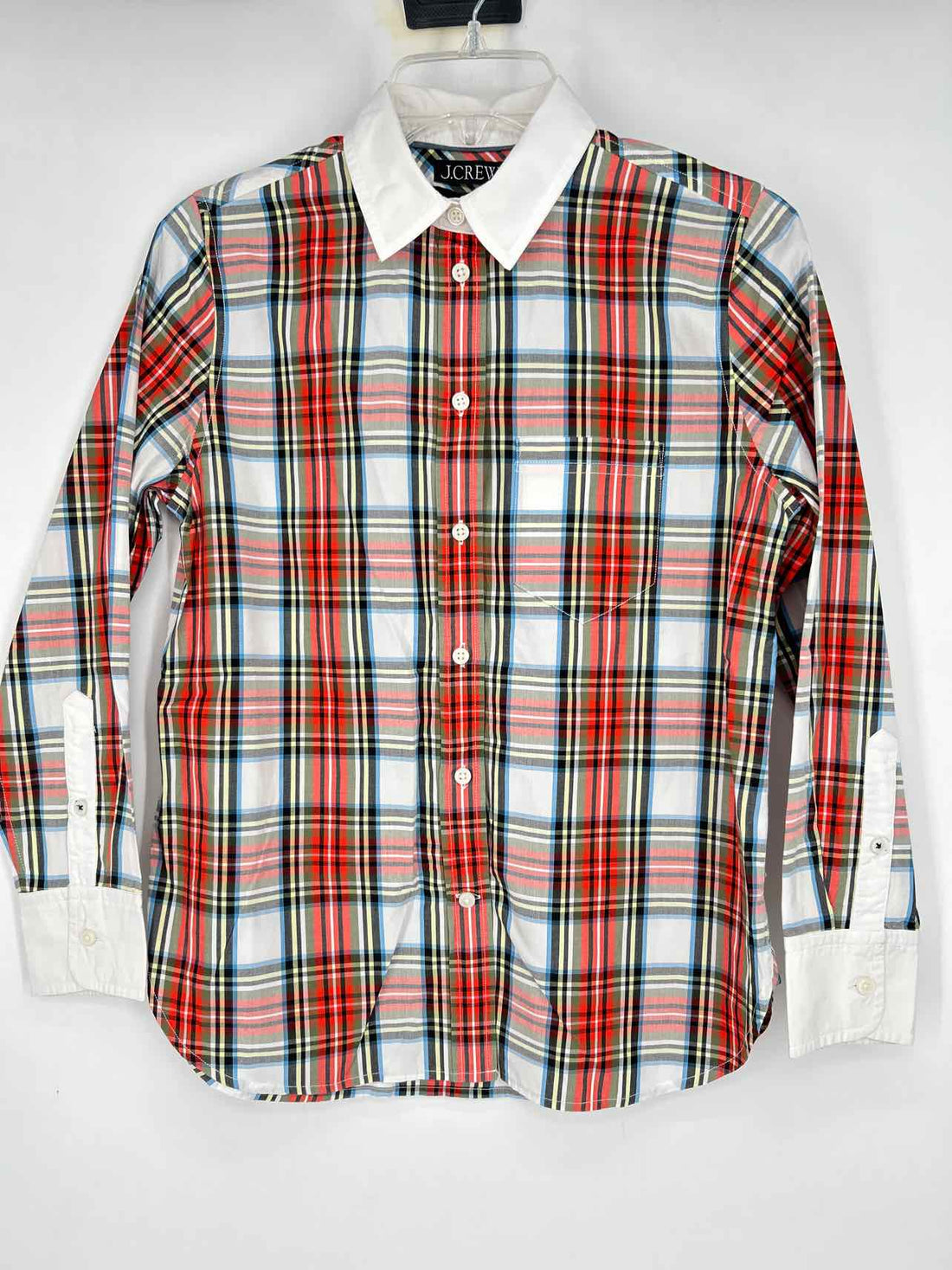 J Crew 2 White Plaid Long Sleeve Holiday