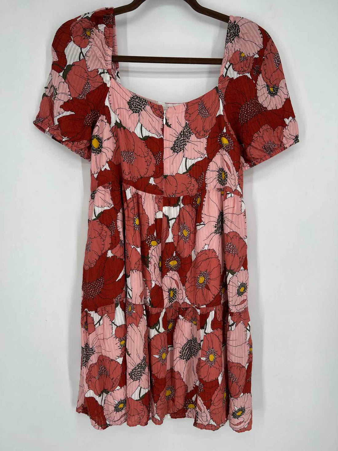 Loft Size 6 Pink & Maroon Floral Short Sleeve Dress
