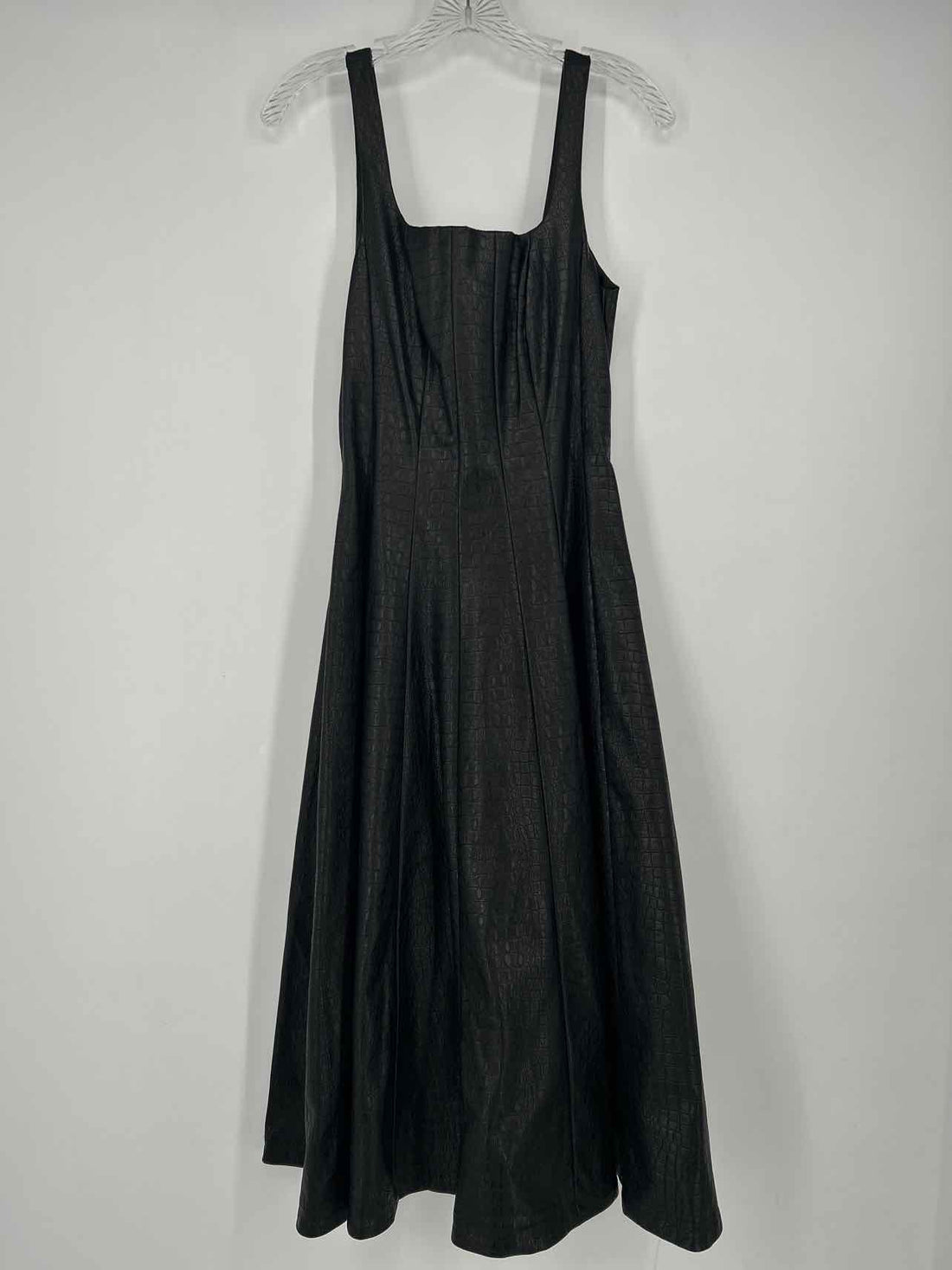 Avec Les Filles Size S Black Faux Croc Embossed Leather Sleeveless Dress