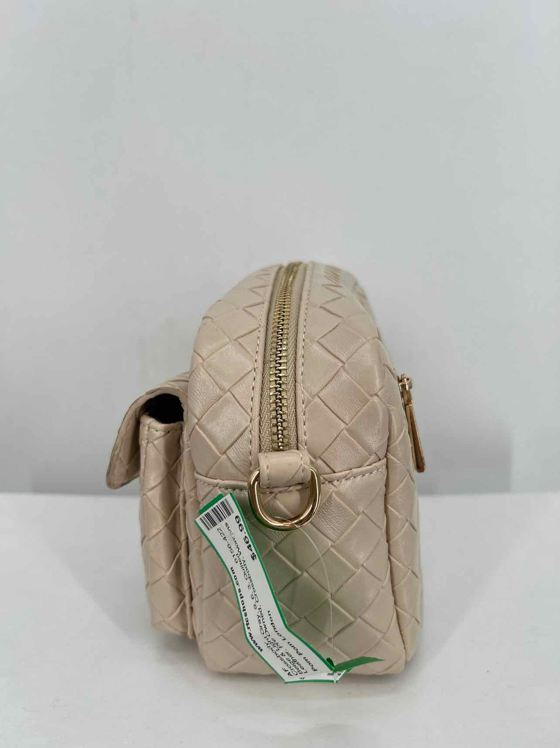Pom Pom London Beige & Light Gray Quilted Leather Pre Owned Crossbody