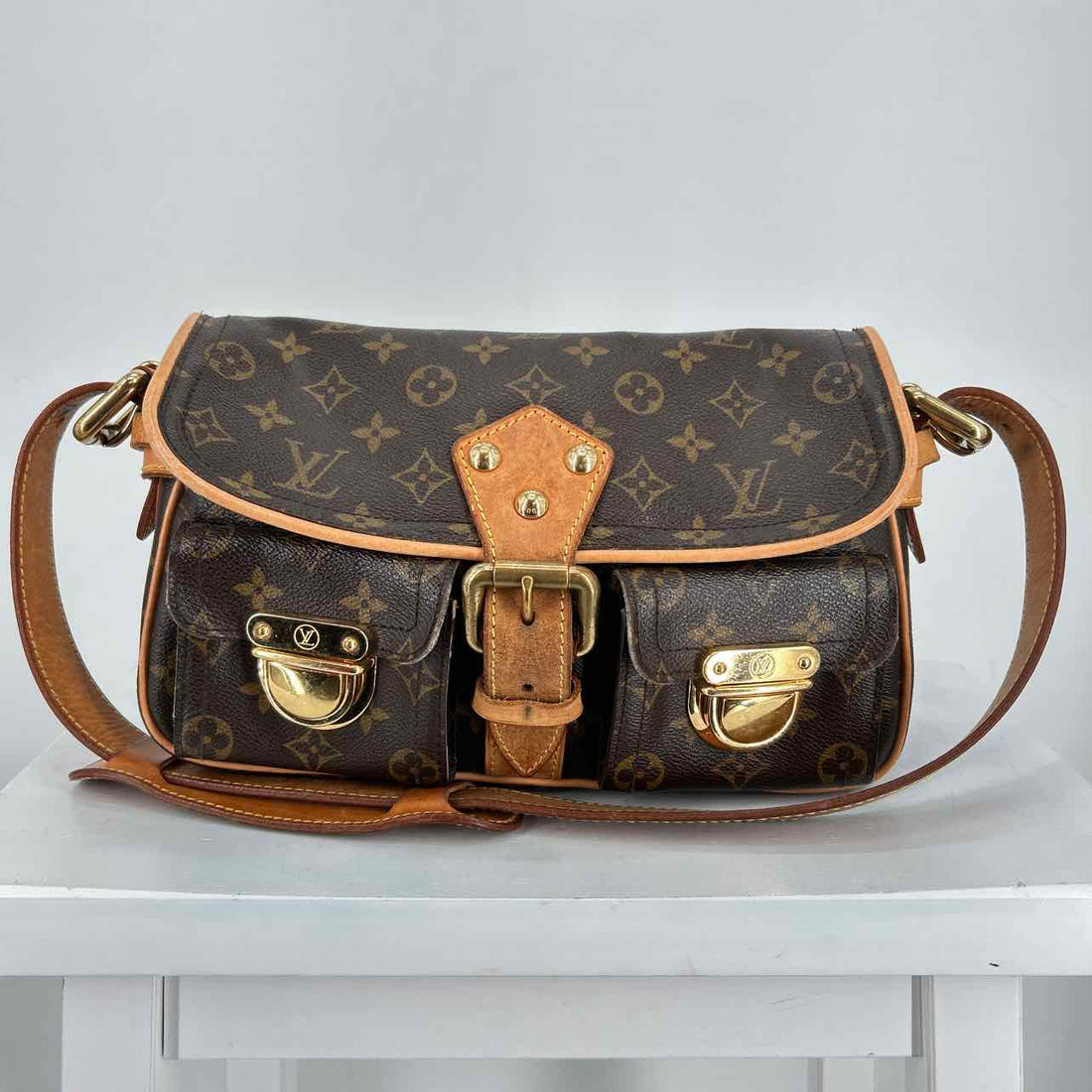 Louis Vuitton Hudson PM  Monogram Leather & Coated Canvas Vintage LUXURY