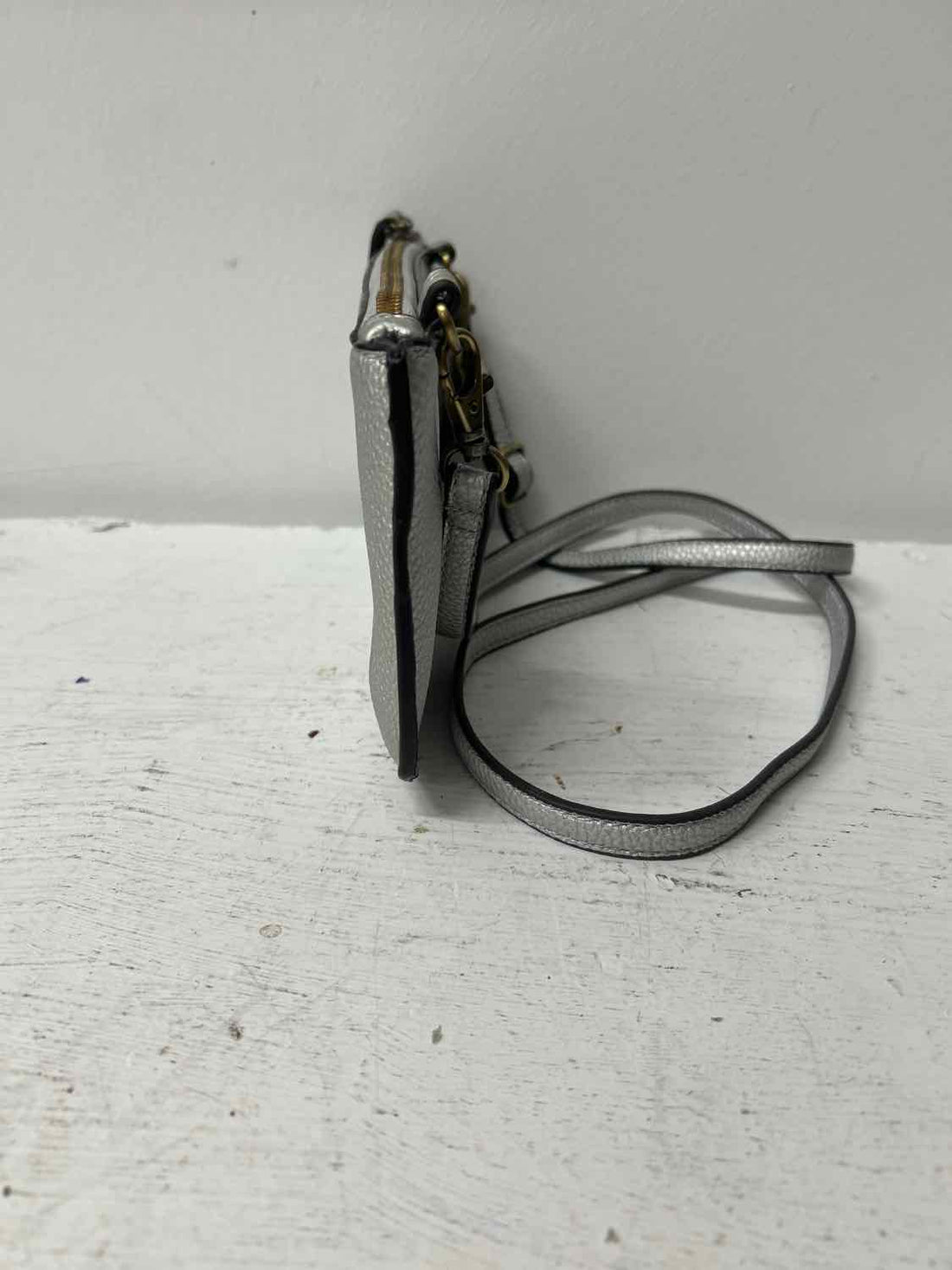 Joy Susan Silver Faux Leather Pre Owned Crossbody