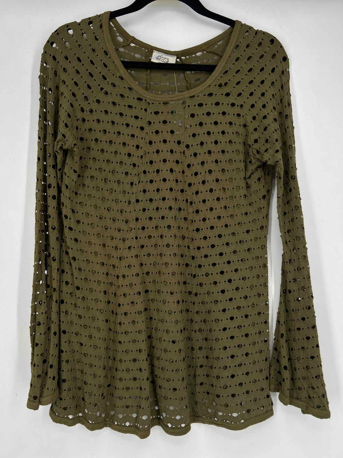 Plume And Thread Size 2/L Olive Perforated Long Sleeve