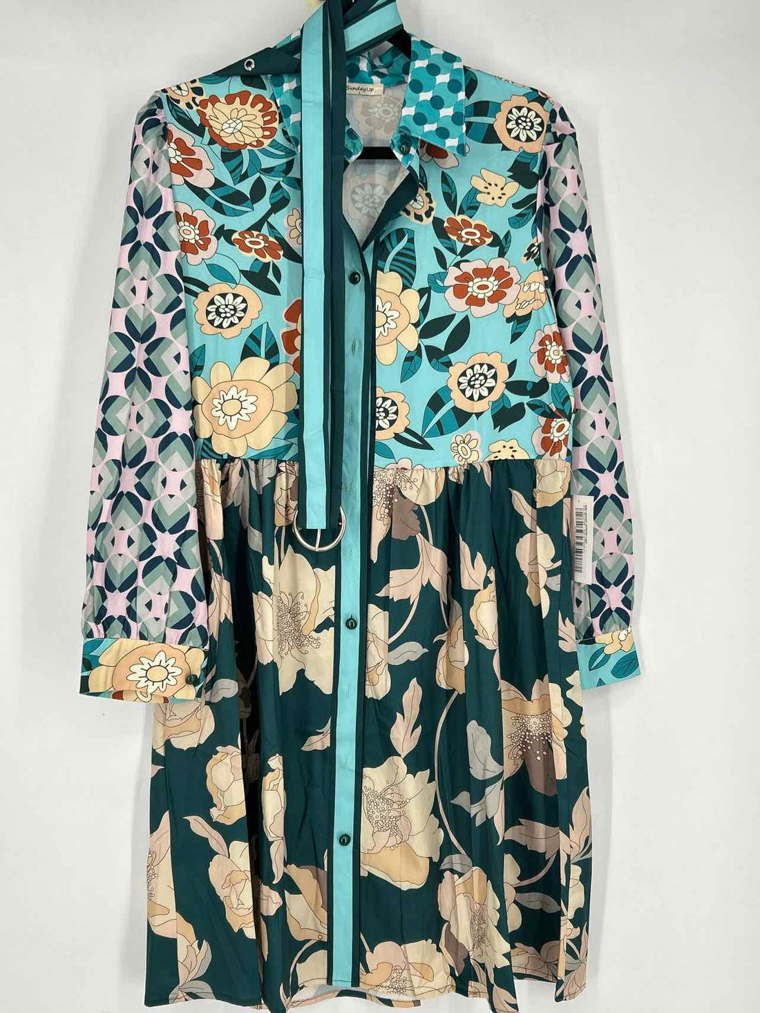 Sunday Up Size L Aqua & Teal print NWT Dress