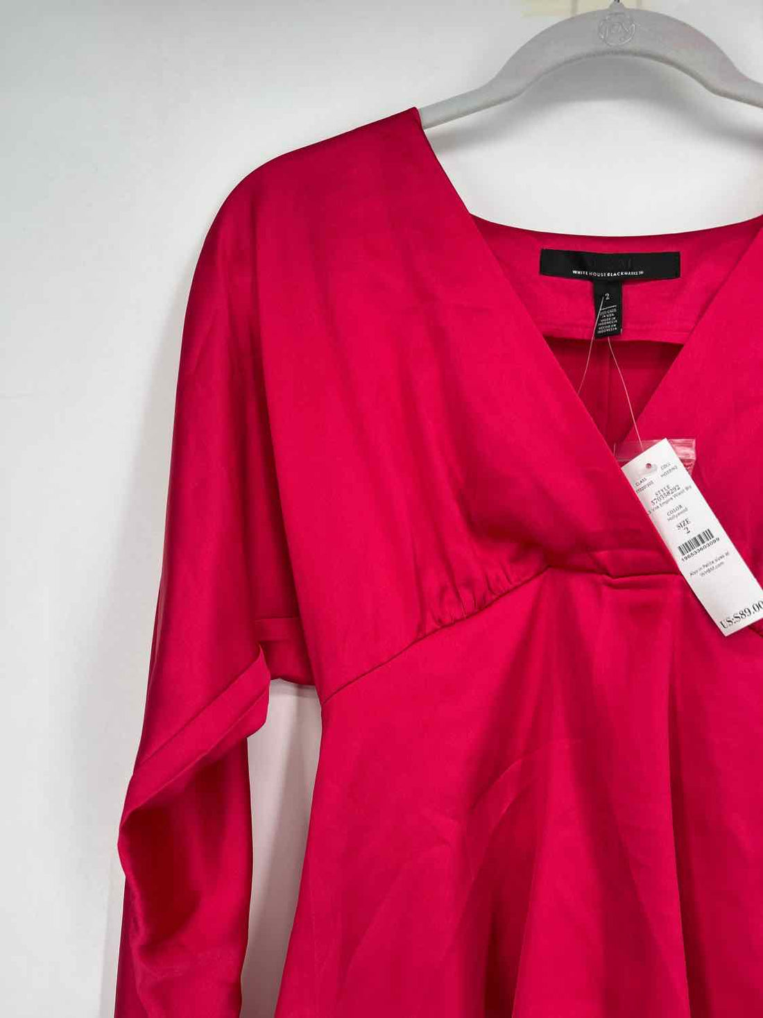 White House Black Market Size 2 Fuschia Satin Long Sleeve