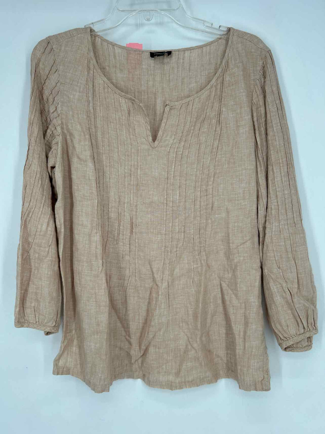 Talbots Size S Tan Linen Long Sleeve
