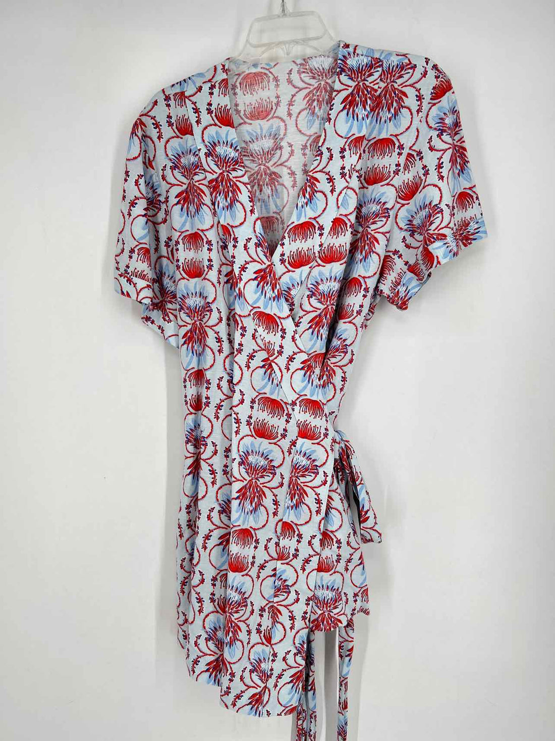 Emily McCarthy Size XL Light Blue Print Short Sleeve Dress