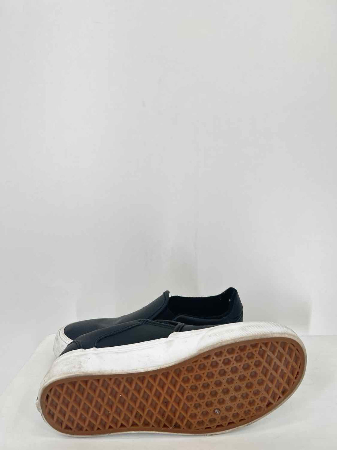 Vans Women Size 6 Black Leather Slip On Sneakers