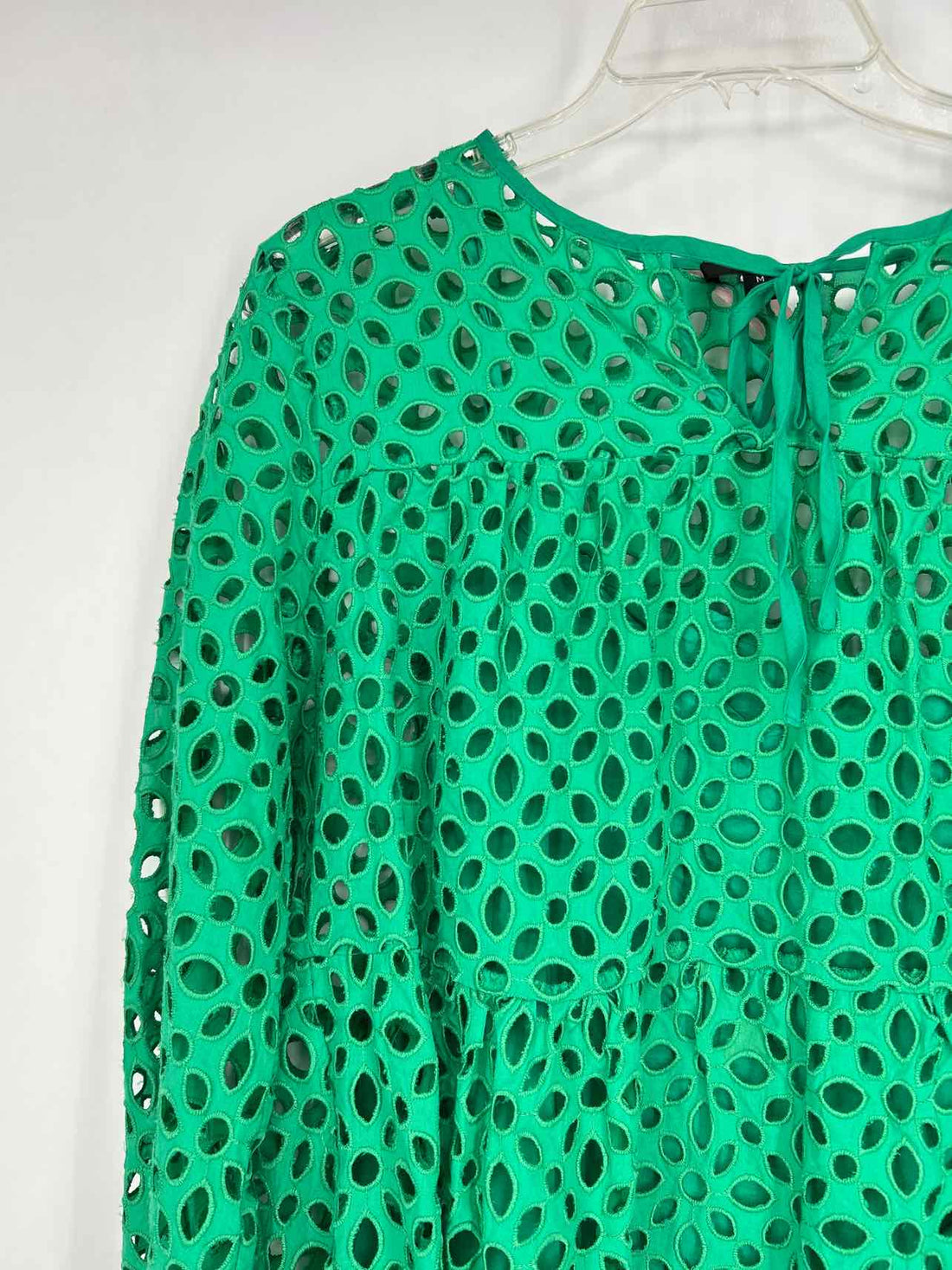 J Crew Size M Green Eyelet Long Sleeve