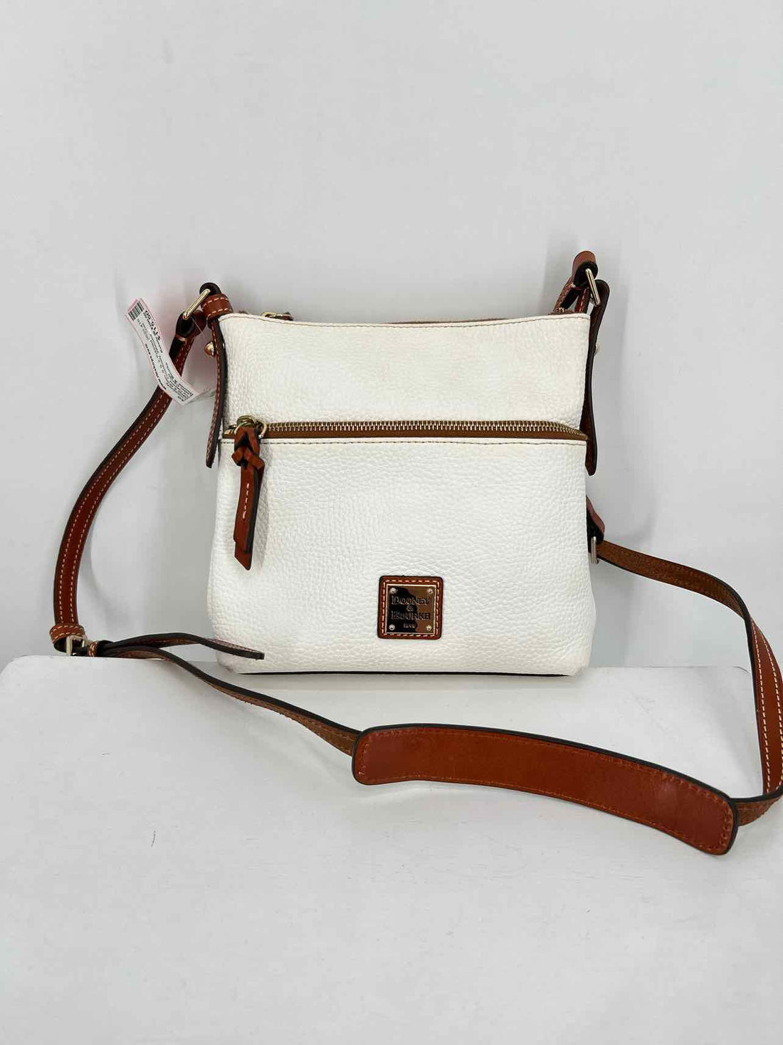 Dooney & Bourke White & Brown Pebbled Leather Pre Owned Crossbody