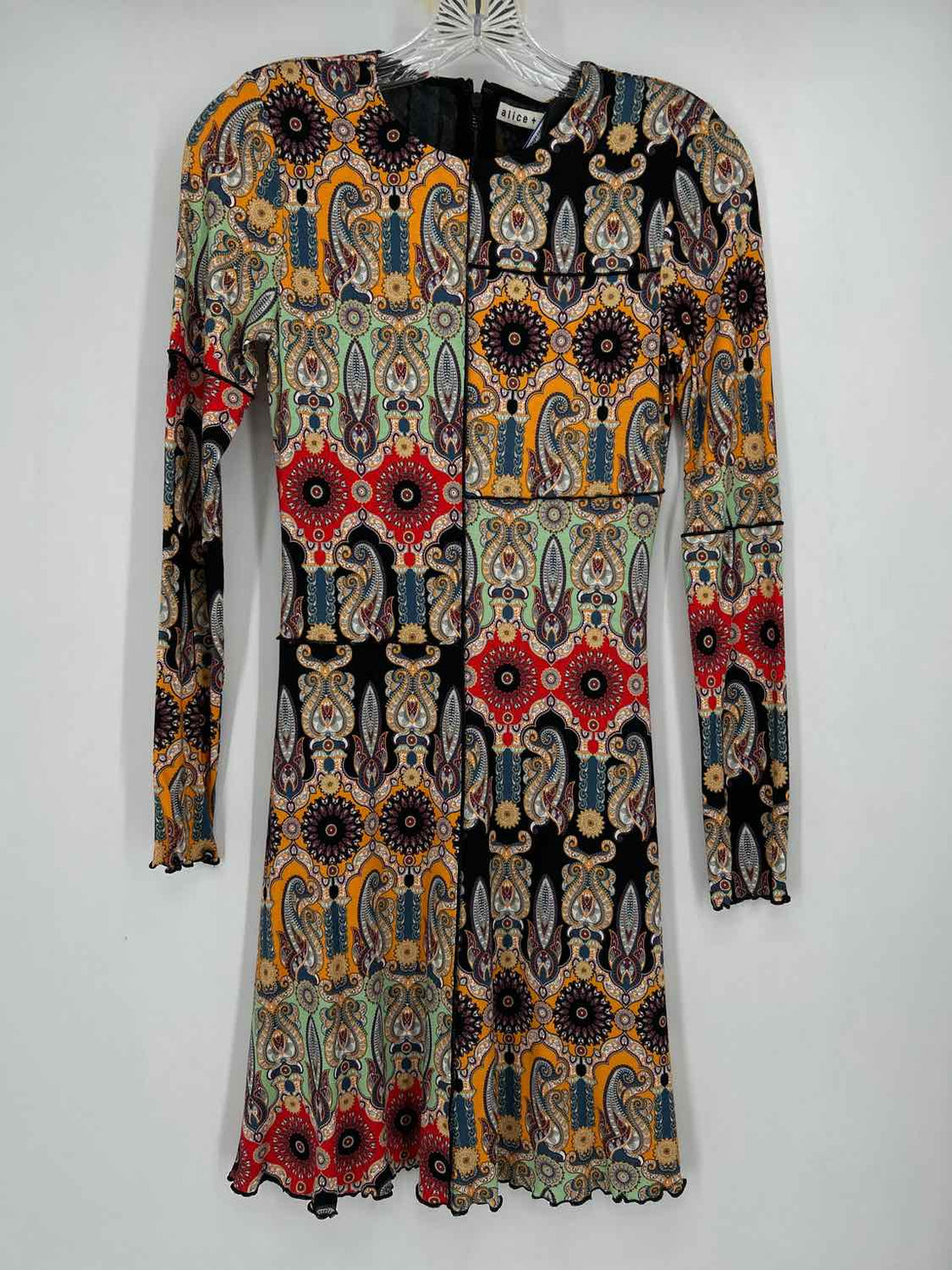 Alice + Olivia Size 0 Black & Yellow Long Sleeve Dress