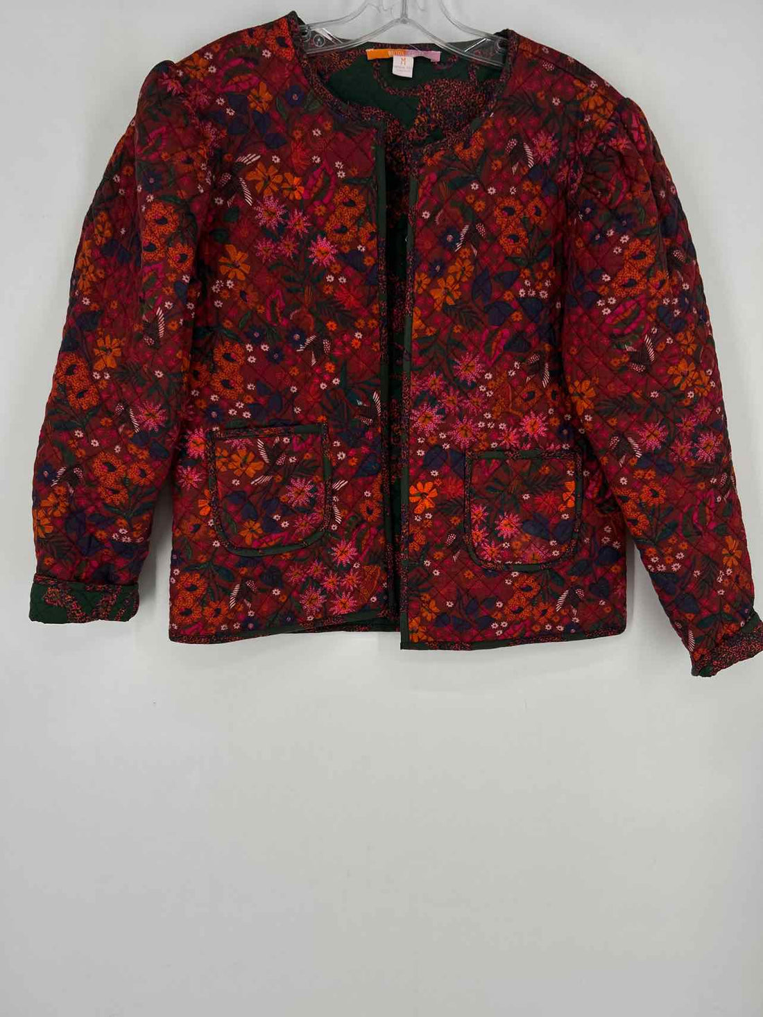 Briton Court Size M Maroon Floral Quilted Jacket