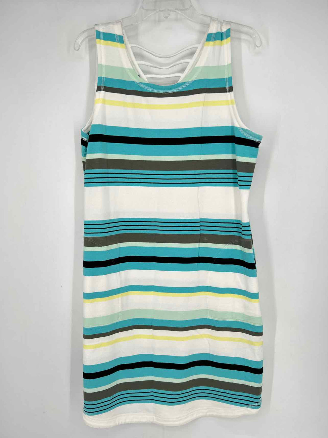 T By Talbots Size L White & Blue Striped Sleeveless Dress