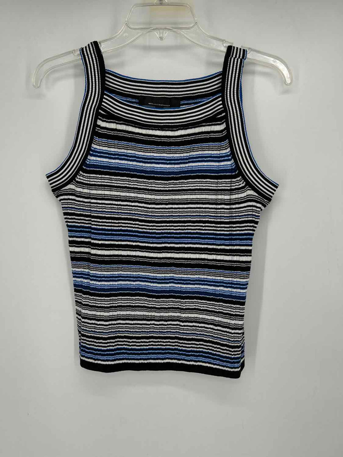 White House Black Market Size L blue & black stripe 2PC Sweater Set