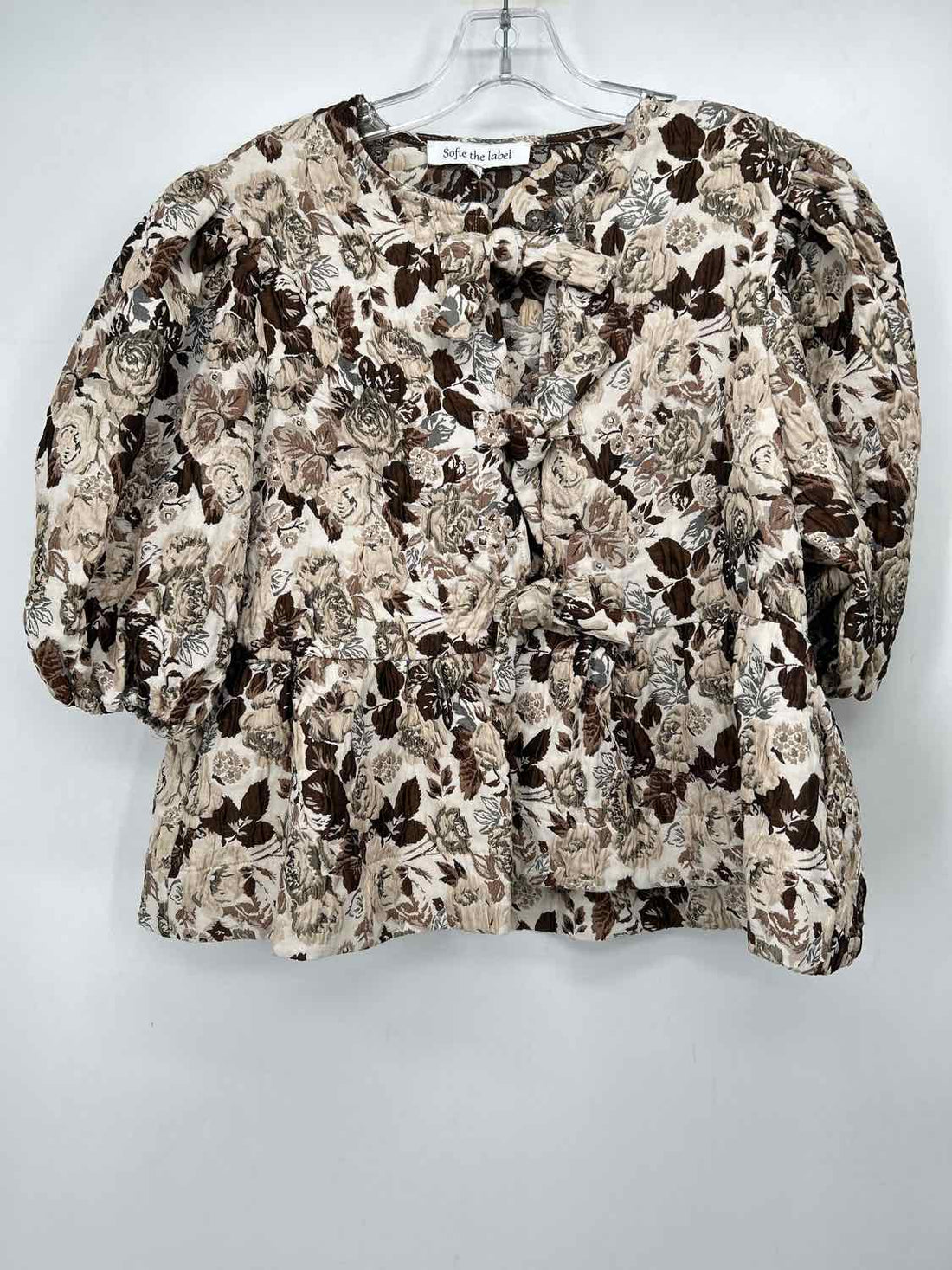 Sofie the Label Size S Beige & Brown print Seersucker Short Sleeve