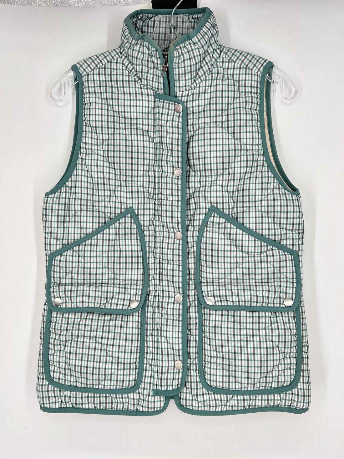 J Crew Size XS White & Teal Print Vest