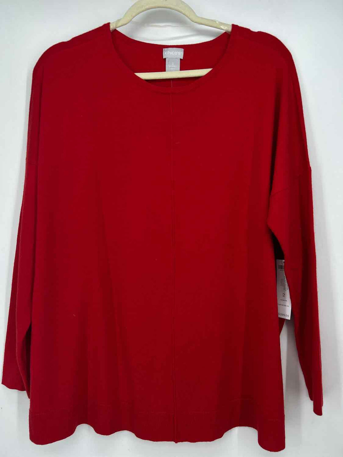 Chicos Size 2(L) Red Pre Owned Long Sleeve
