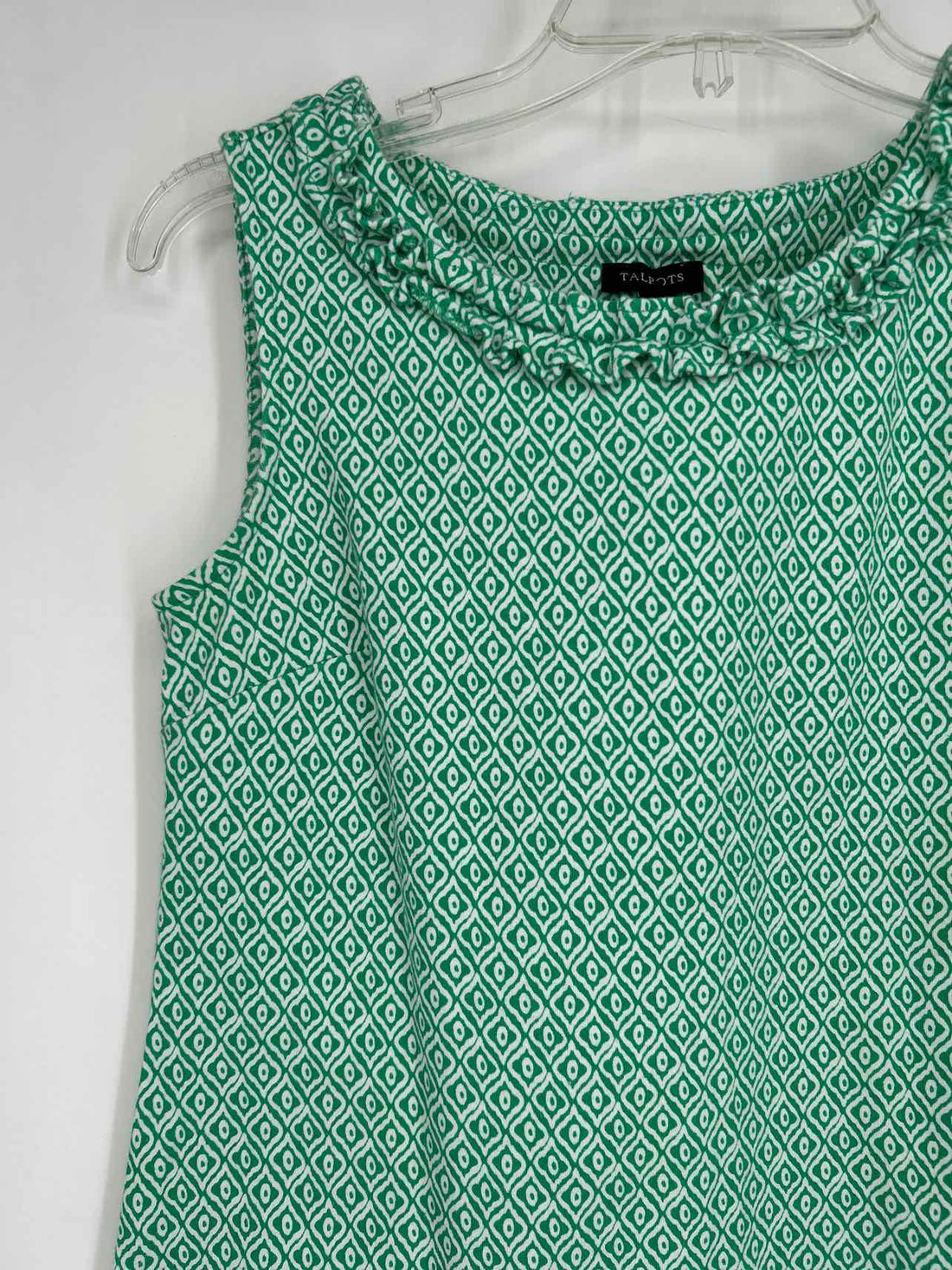Talbots Size XS Green & White Sleeveless Dress