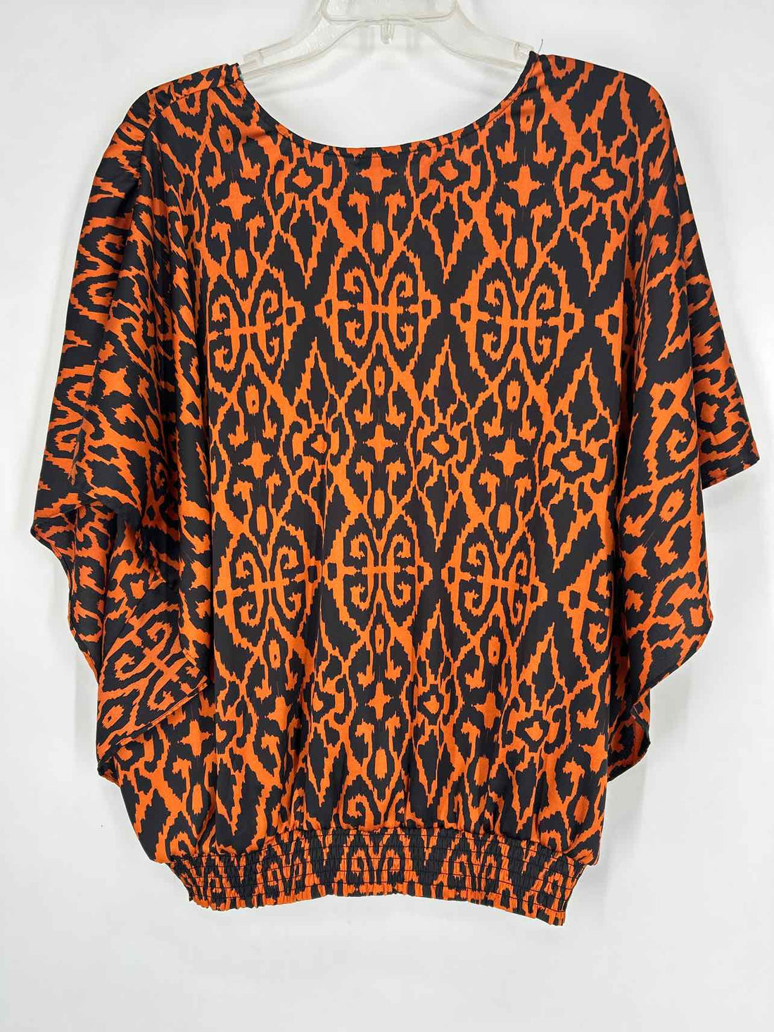 Chicos Size 4 (20) Black & Burnt Orange SS Top/Blouse