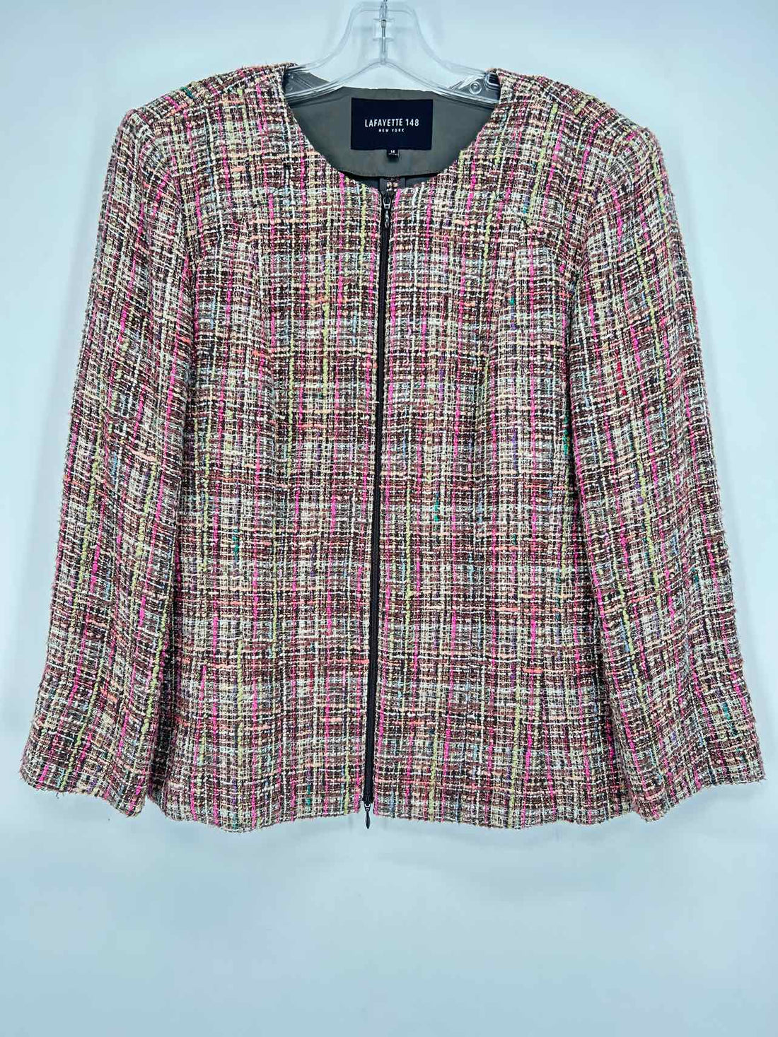 Lafayette 148 Size 14 Brown & Pink Tweed Blazer
