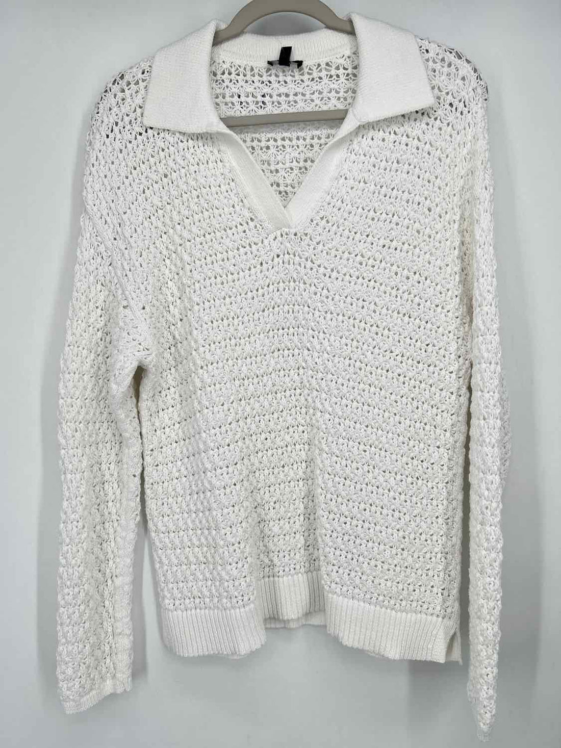 Talbots Size L White Open Knit Sweater