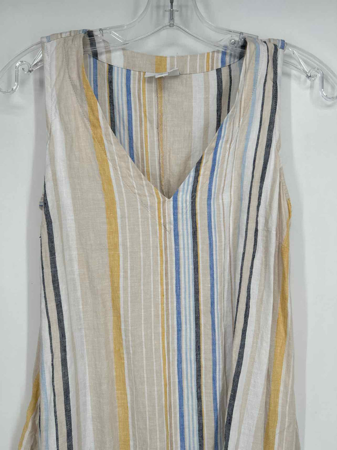 J Jill Size XS Beige Striped Linen Sleeveless Dress