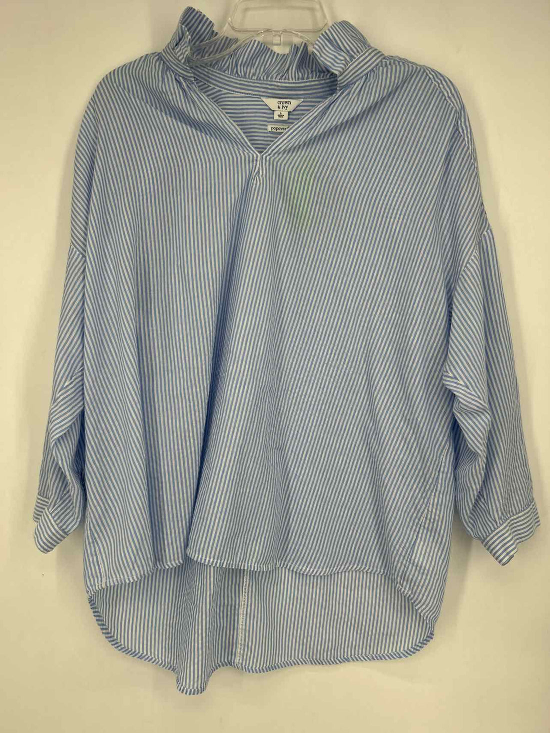Crown & Ivy Size L Blue & White Striped Long Sleeve