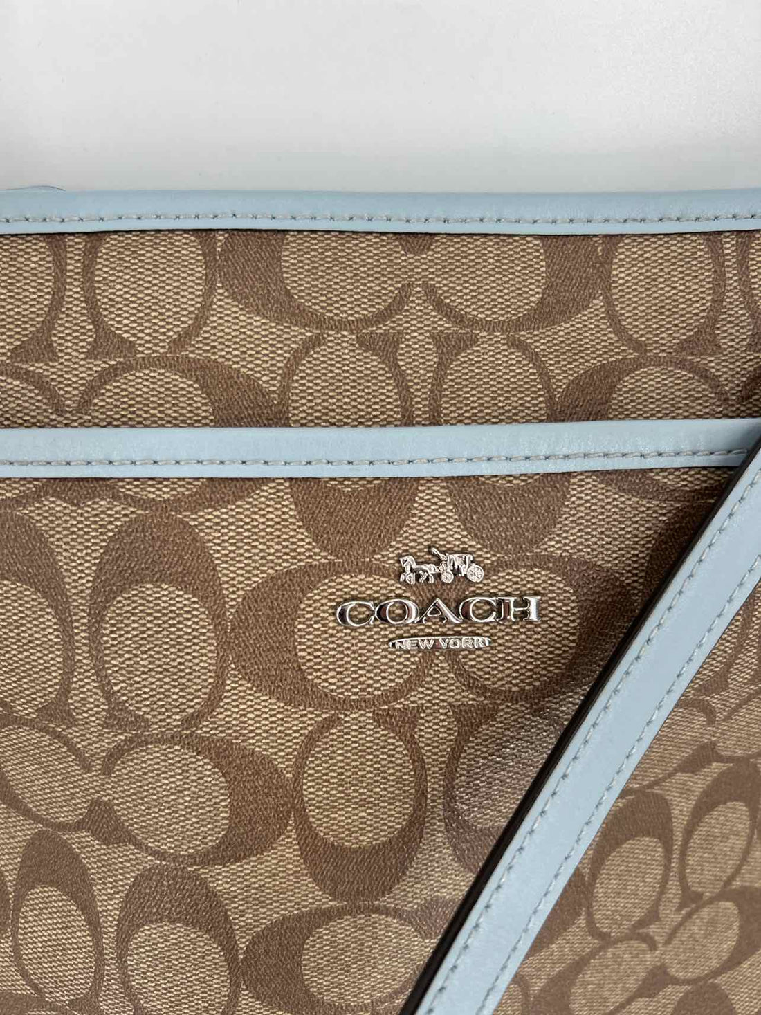 Coach Tan & Light Blue Leather As Is Crossbody
