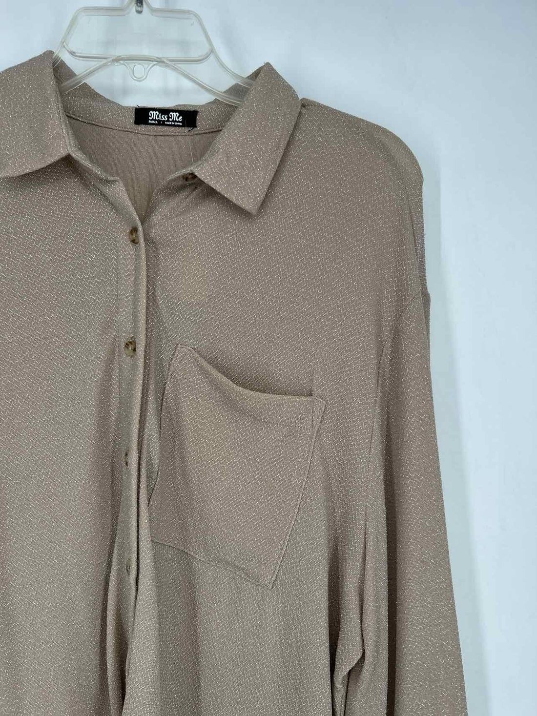 Miss Me Size S Beige Shimmer Long Sleeve