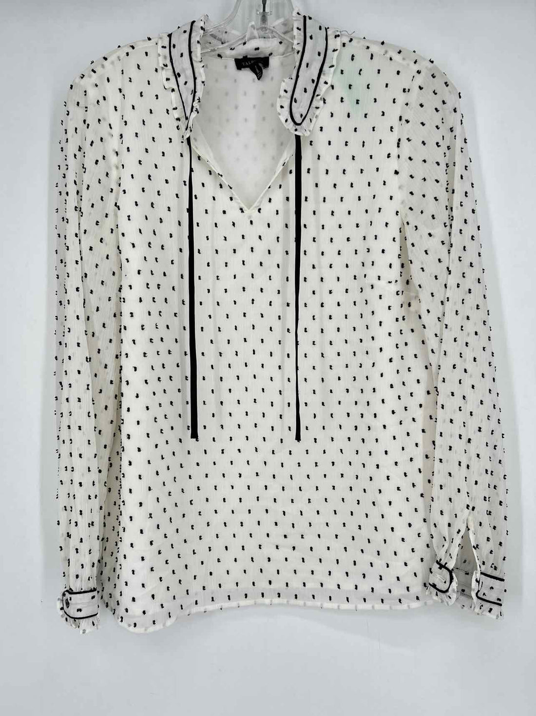 Talbots Size S White & Black Swiss Dot Long Sleeve