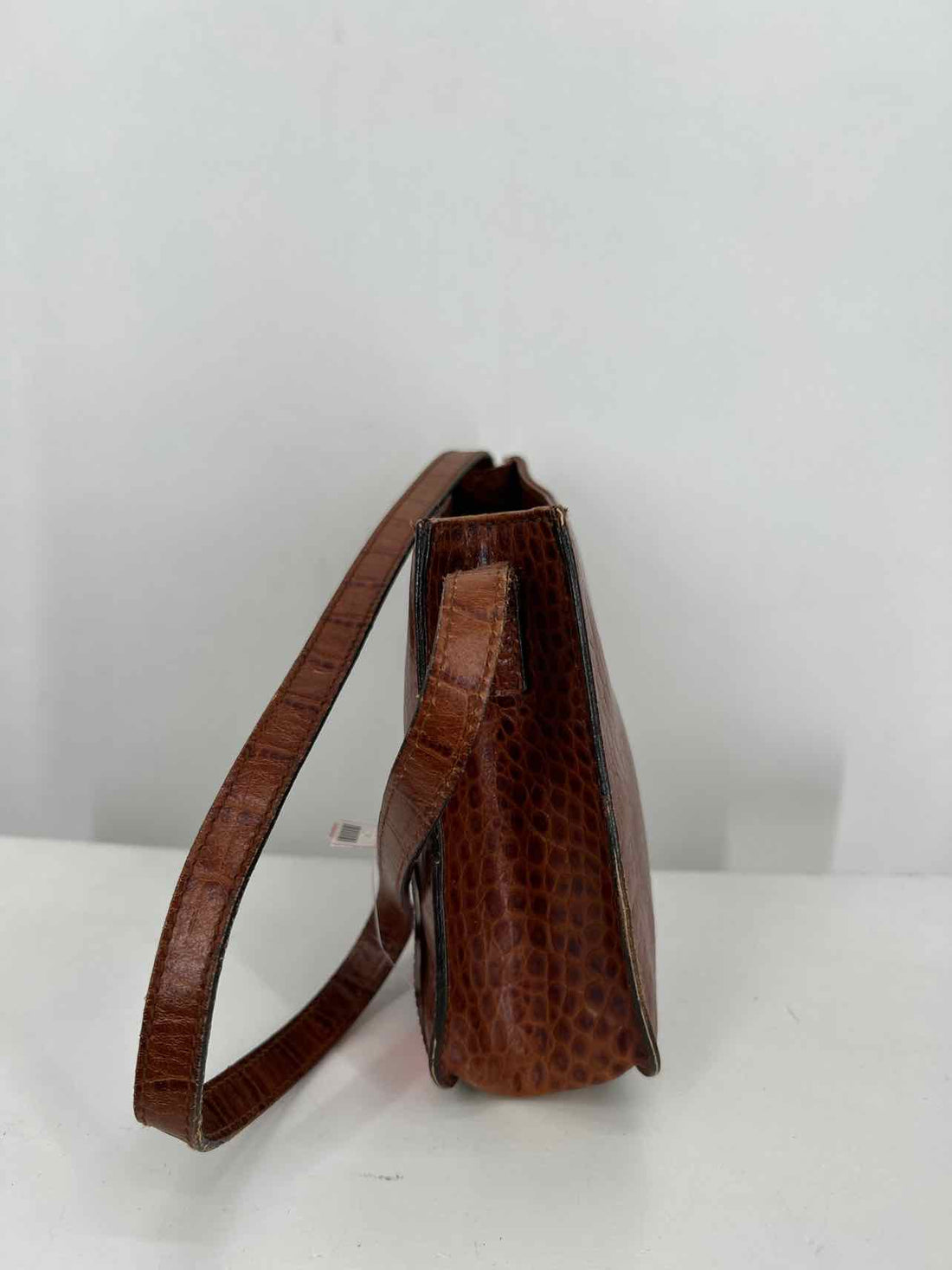 Lauren Ralph Lauren Brown Croc Embossed Shoulder